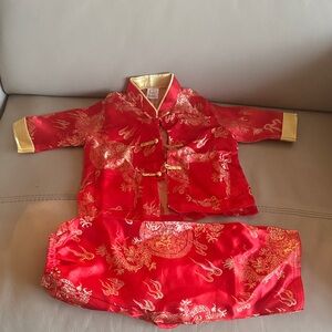 Charming Red and Gold Kids Pajama Set